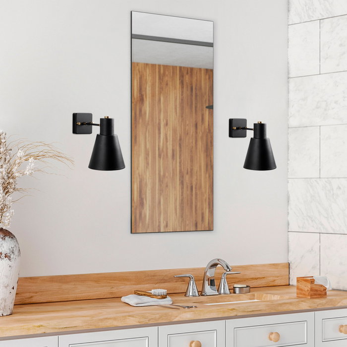 Opviq Lámpara de Pared Negra y Oro con Tapa de Cristal Opviq Lámpara de Pared Negra y Oro con Tapa de Cristal